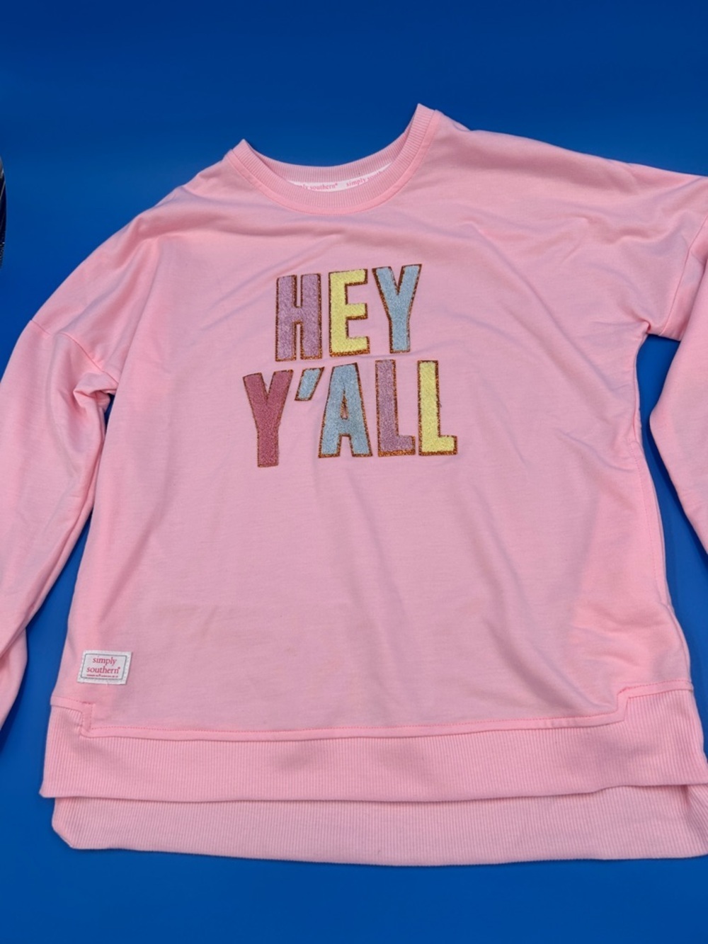 Simply Southern Pink 'Hey Y'all' Pullover Sweatshirt
